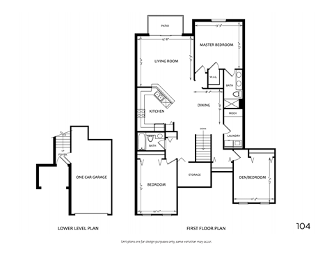 Floor plan for 3 beds, 2 baths, 1609 sqft
